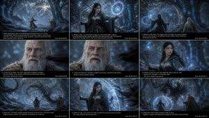 Fantasy Mage Storyboard Grid AI image template preview