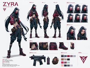 Cyberpunk Ninja Assassin Character Sheet AI image template preview