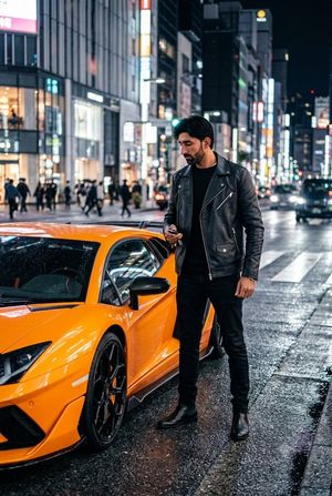 Cinematic Lamborghini Night Scene AI image template preview
