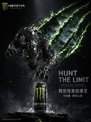 Cinematic Beast Energy Drink Poster AI image template preview