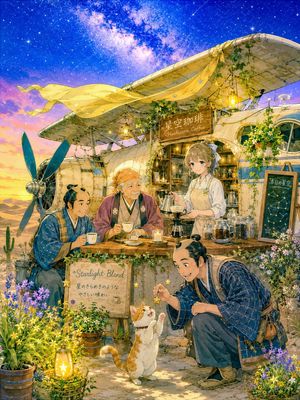 Desert Crash Cafe Fantasy Scenery AI image template preview