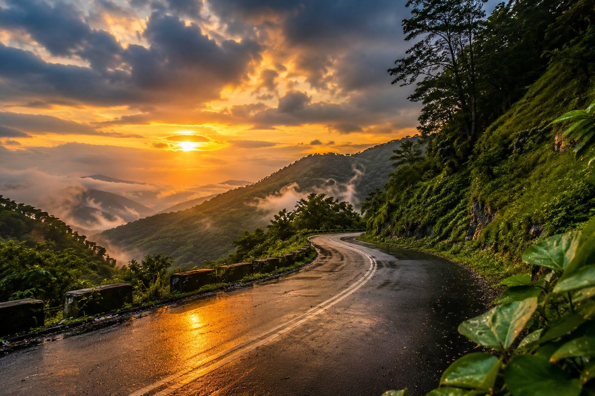 Breathtaking Mountain Road Sunset example 1