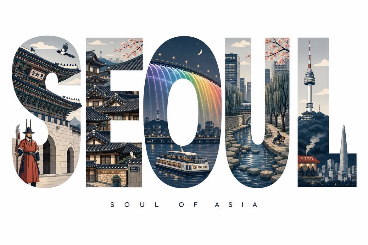 Typographic Travel Poster with Inner Scenes example 3