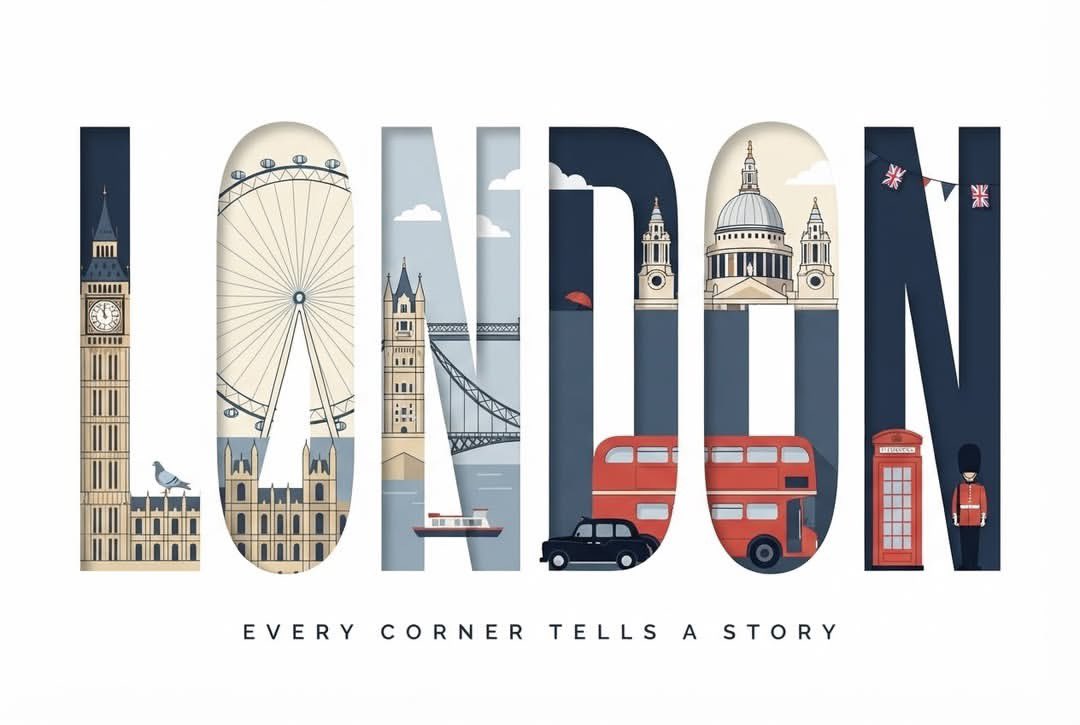 Typographic Travel Poster with Inner Scenes example 2