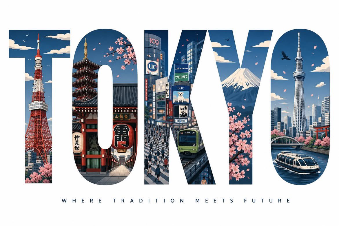 Typographic Travel Poster with Inner Scenes example 4