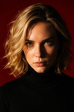 Dramatic Red Background Portrait AI image template preview