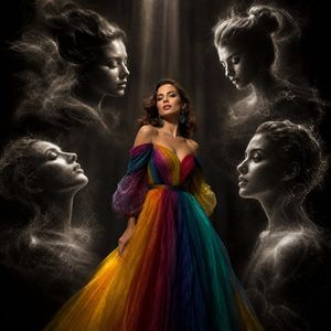 Monochrome Scupltural Light Portrait AI image template preview