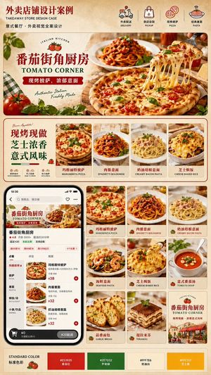 Italian Takeaway Brand Board AI image template preview