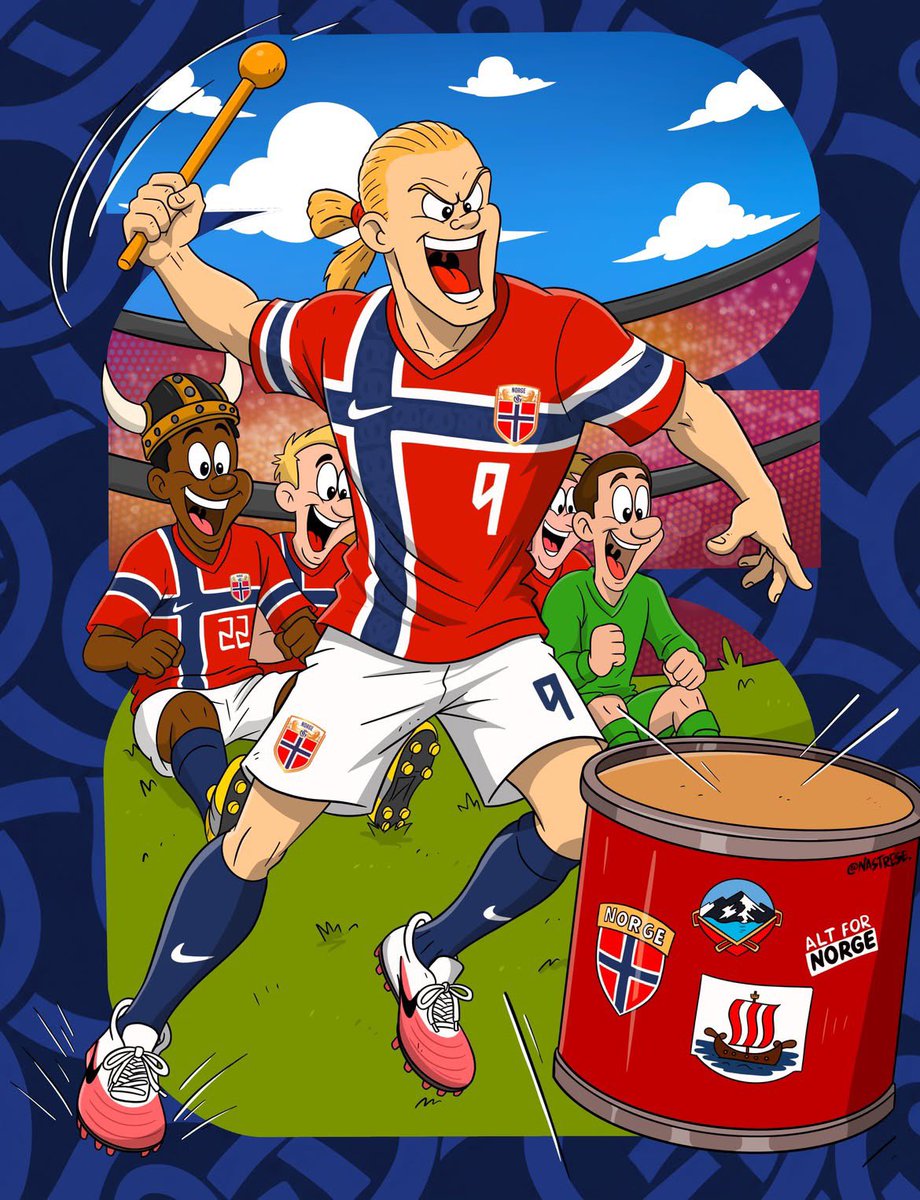 Norway Football Striker Cartoon Illustration example 1