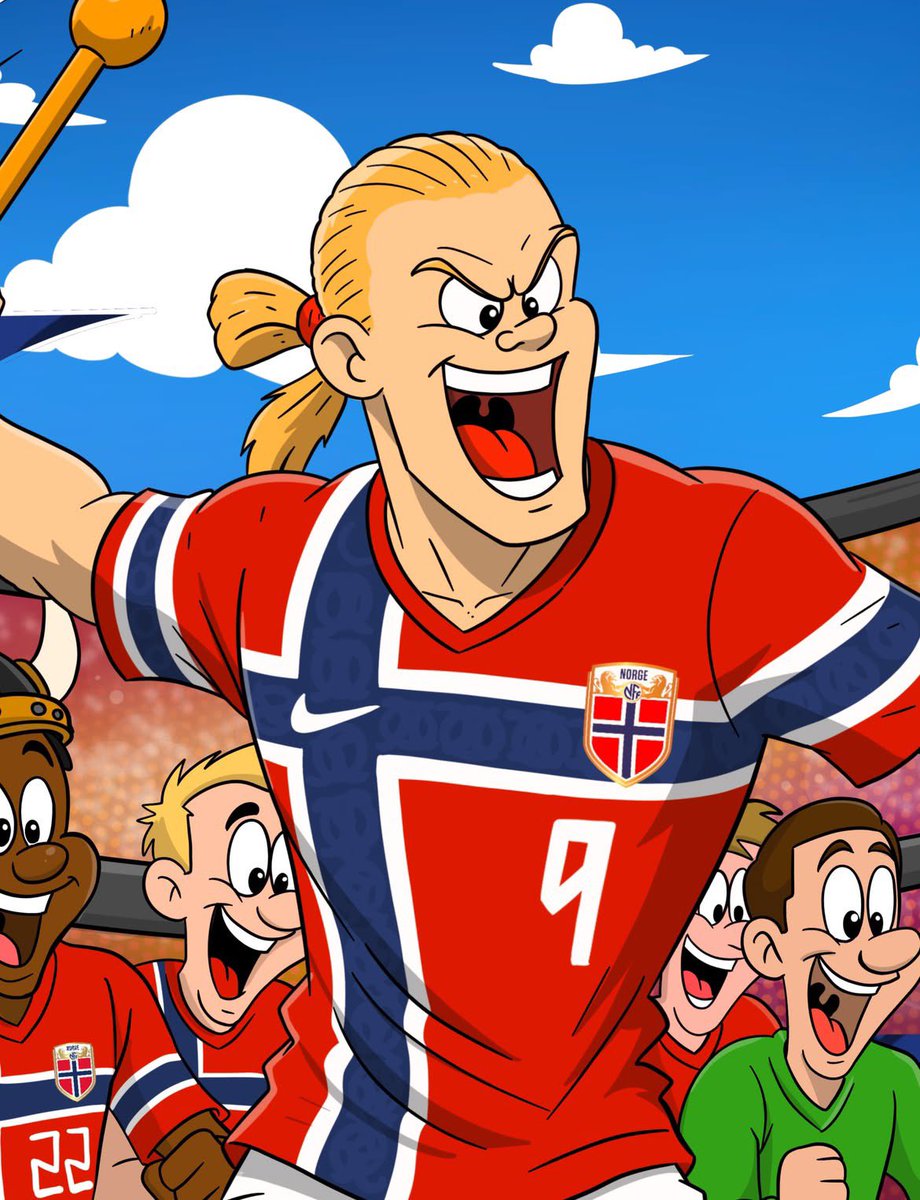 Norway Football Striker Cartoon Illustration example 2