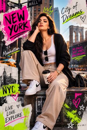 Modern Mixed Media Fashion Collage AI image template preview