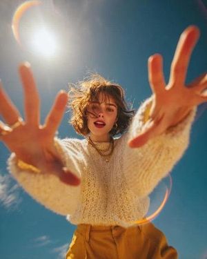 Worm's-Eye View Editorial Fashion Portrait AI image template preview