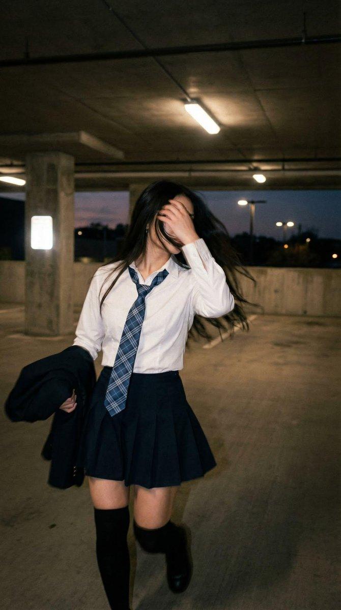 Cinematic Schoolgirl Parking Garage example 1