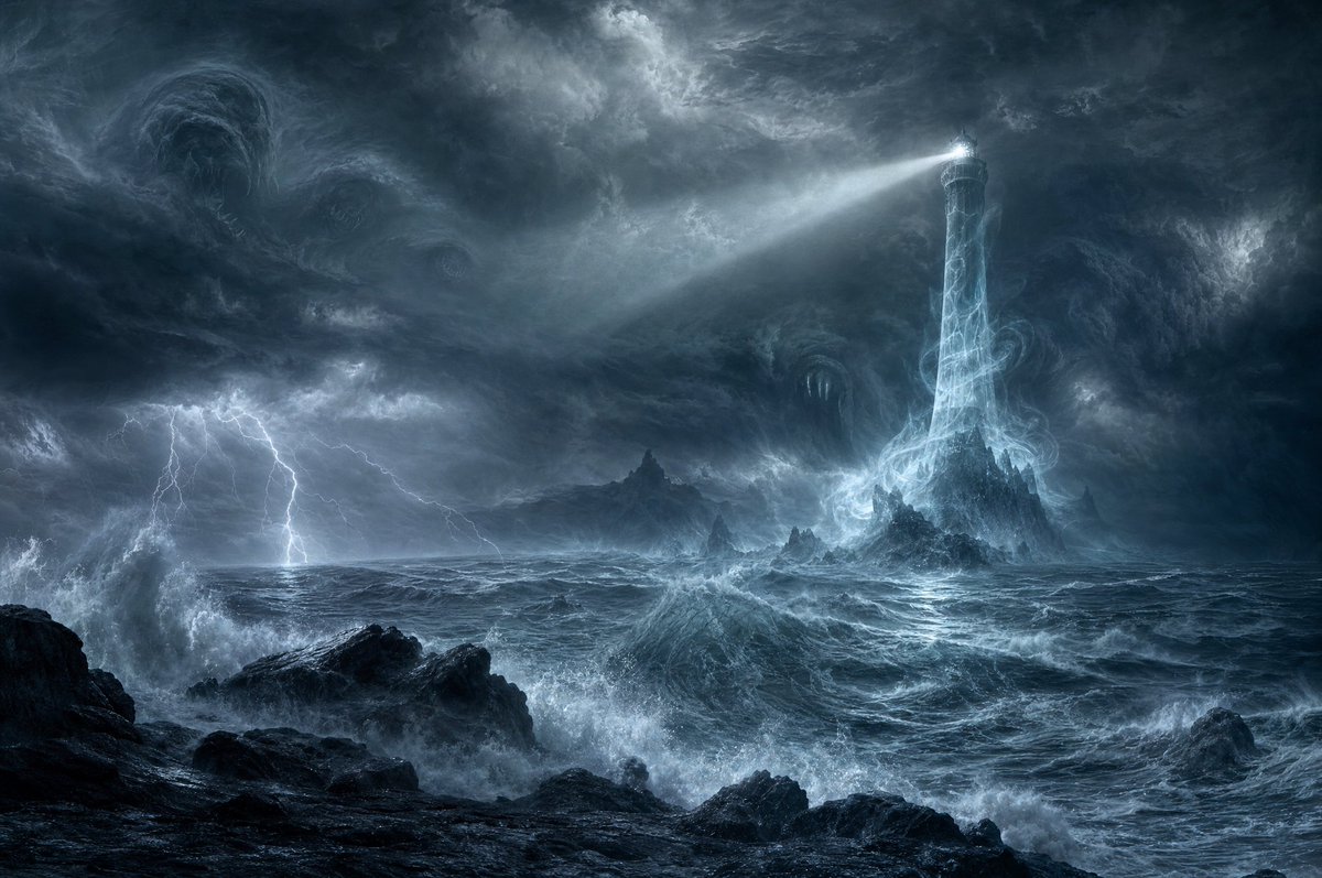 Ghostly Lighthouse Storm Seascape example 2