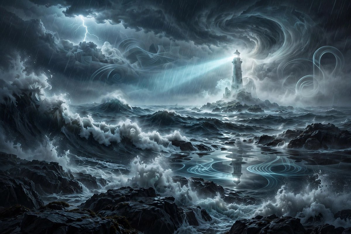 Ghostly Lighthouse Storm Seascape example 1