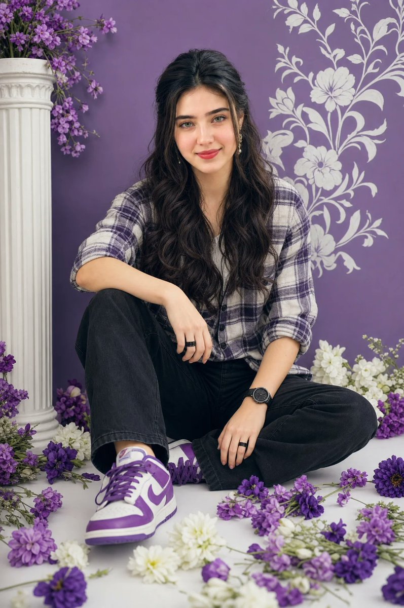 Fashion Studio Portrait with Floral Accents example 2