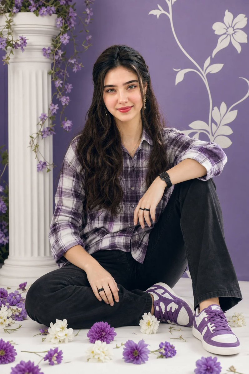 Fashion Studio Portrait with Floral Accents example 3