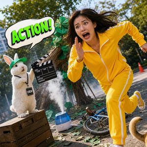 Humorous Hamster Director Scene AI image template preview