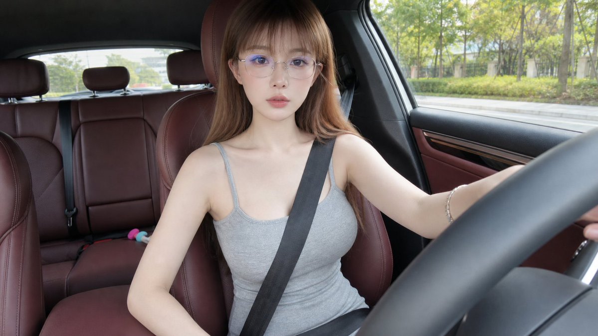 Realistic Car Interior Selfie example 1