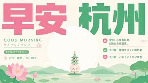 Healing Good Morning Hangzhou Poster AI image template preview