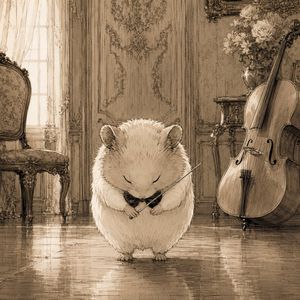 Sepia Hamster Violinist Salon AI image template preview