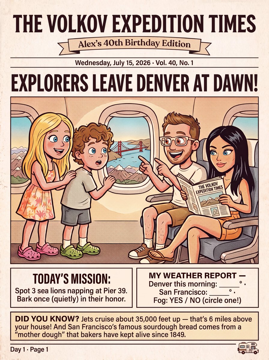 Vintage Family Road Trip Newspaper Poster example 2