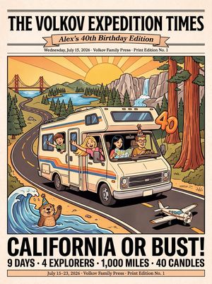 Vintage Family Road Trip Newspaper Poster AI image template preview
