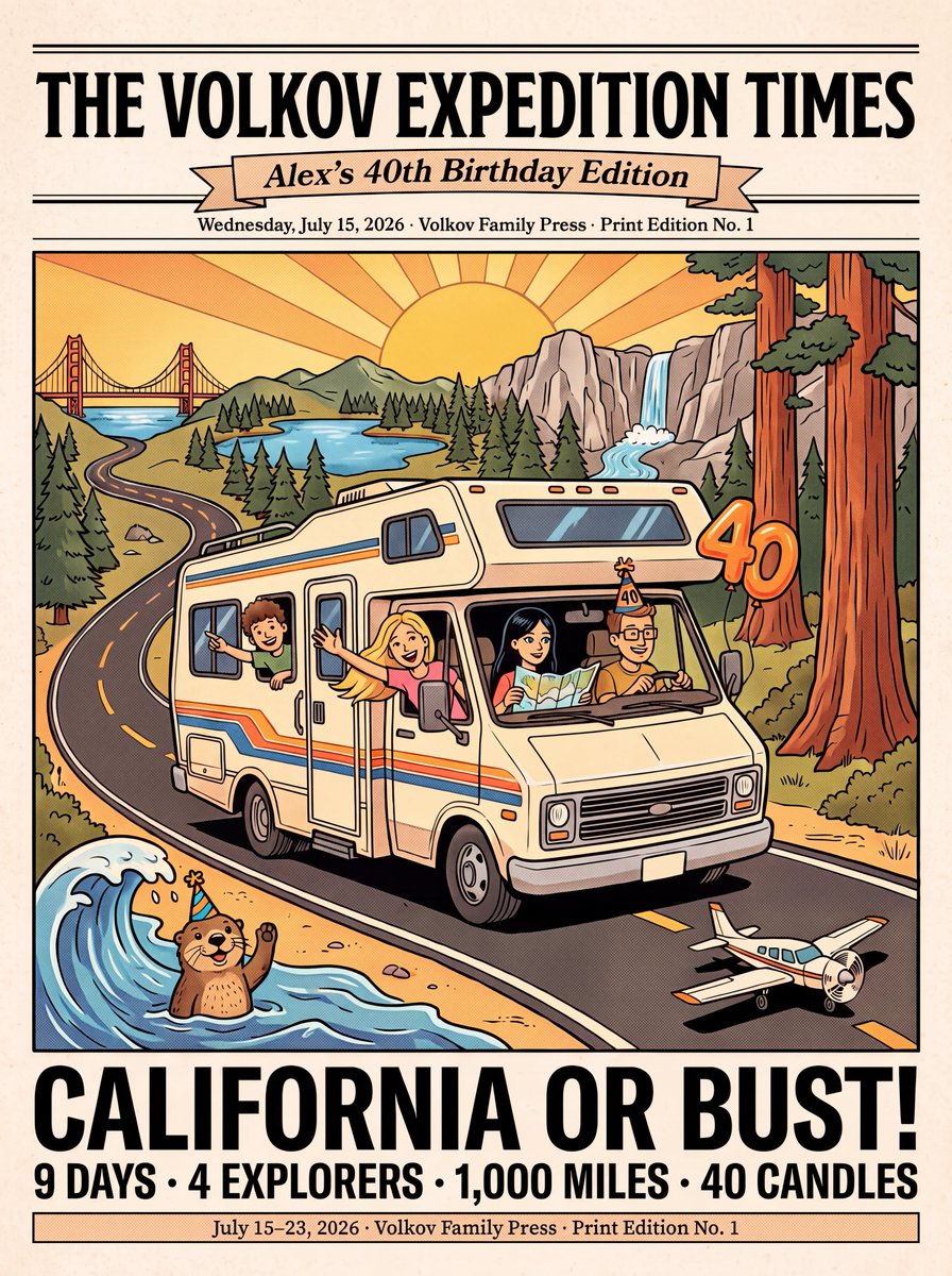 Vintage Family Road Trip Newspaper Poster example 1