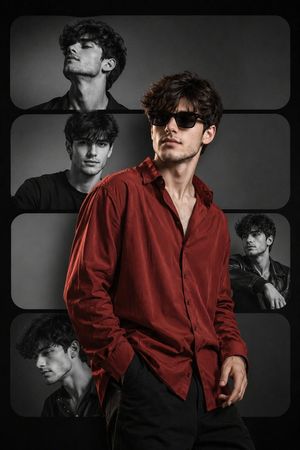Modern Editorial Fashion Collage Poster AI image template preview