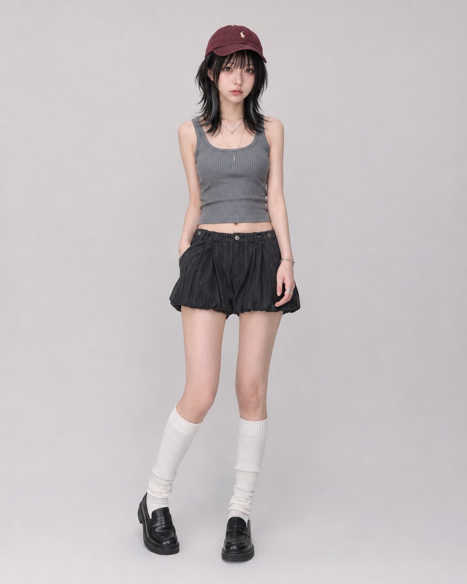 Y2K Street Ribbed Tank Top Outfit example 2