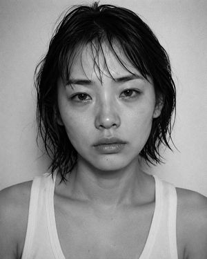 Raw Black and White Film Portrait AI image template preview