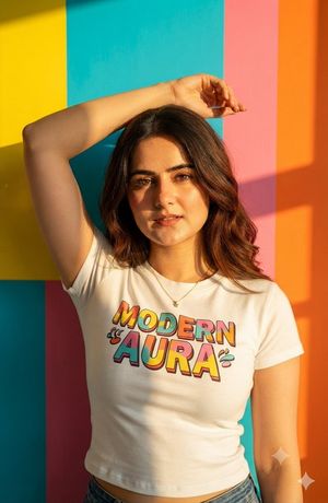 Geometric Color Block Editorial Portrait AI image template preview