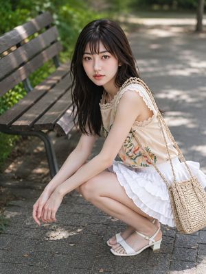 Crouching Park Portrait AI image template preview