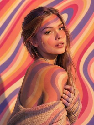 Psychedelic Light Projection Portrait AI image template preview