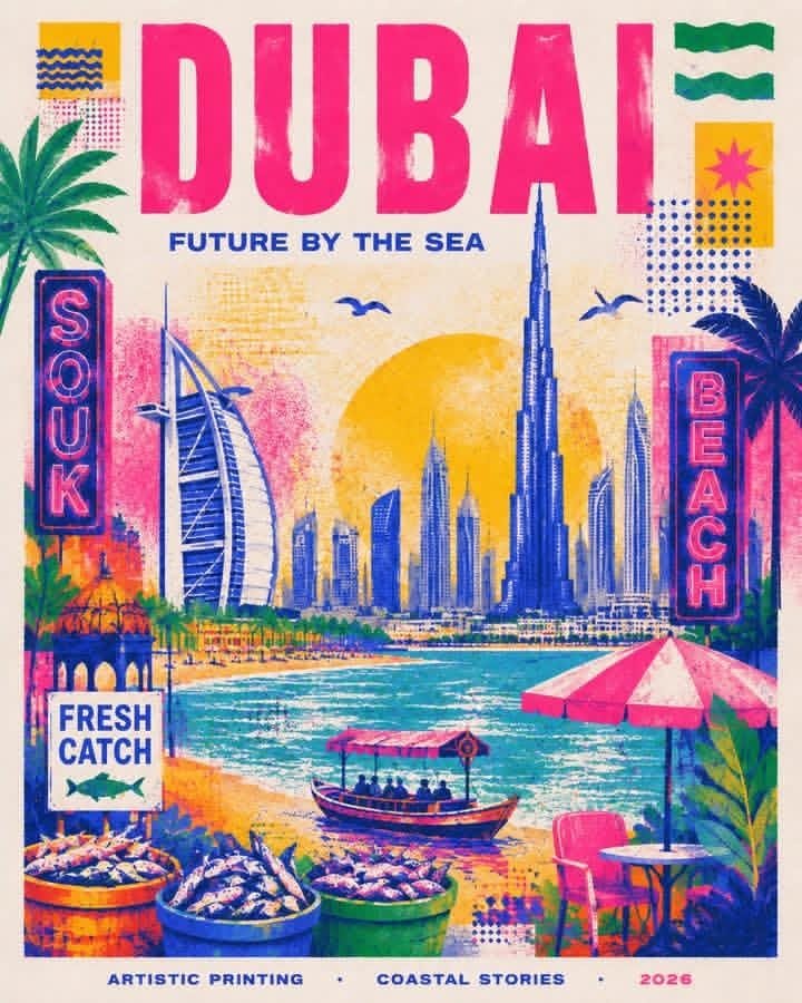 Dubai Risography Travel Poster example 1