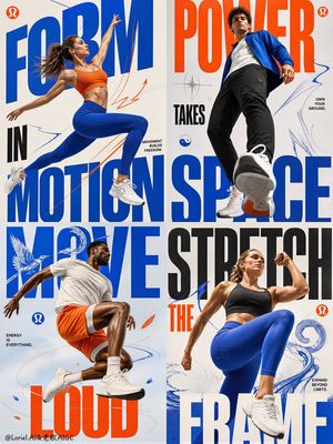 Fitness Apparel Grid Campaign Poster AI image template preview