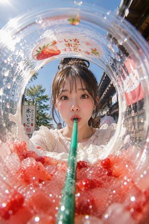 Summer Shaved Ice: Fisheye Perspective AI image template preview