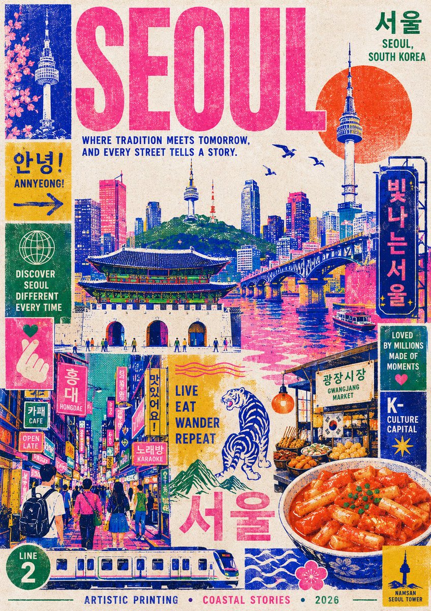 Risography Style Dubai Travel Poster example 1