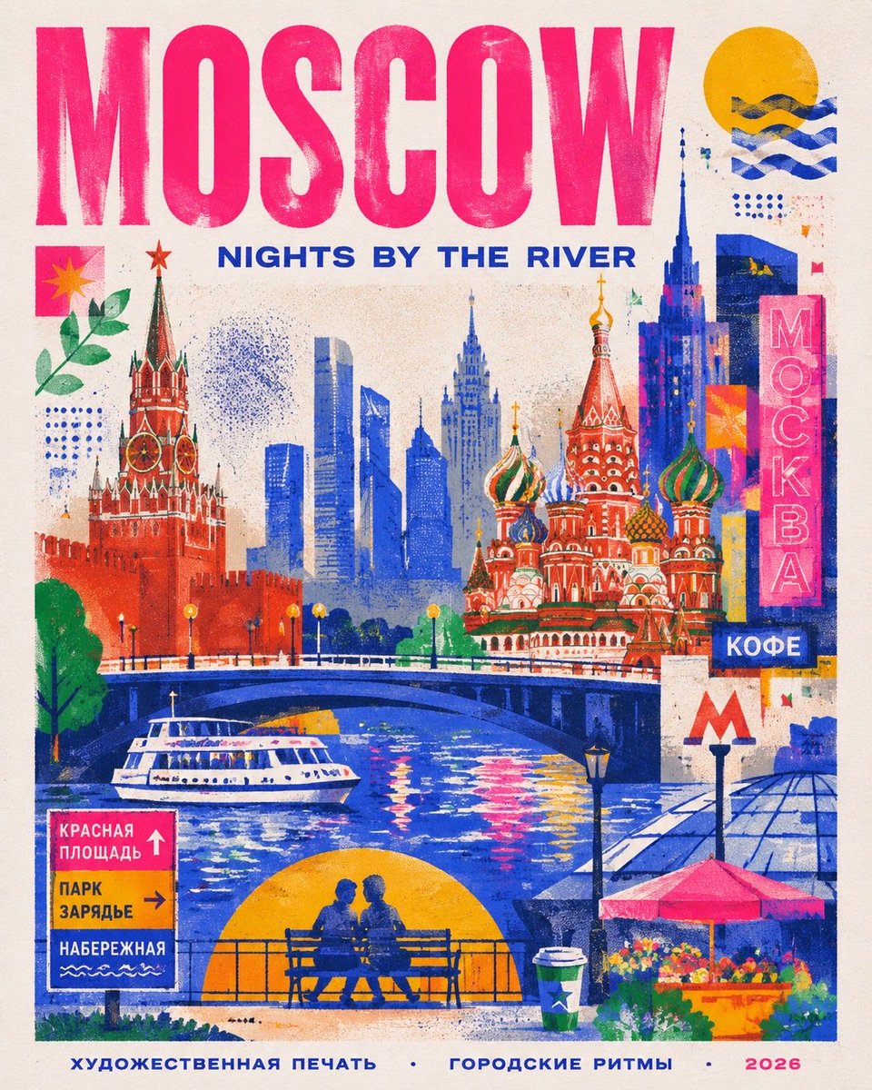 Risography Style Dubai Travel Poster example 3
