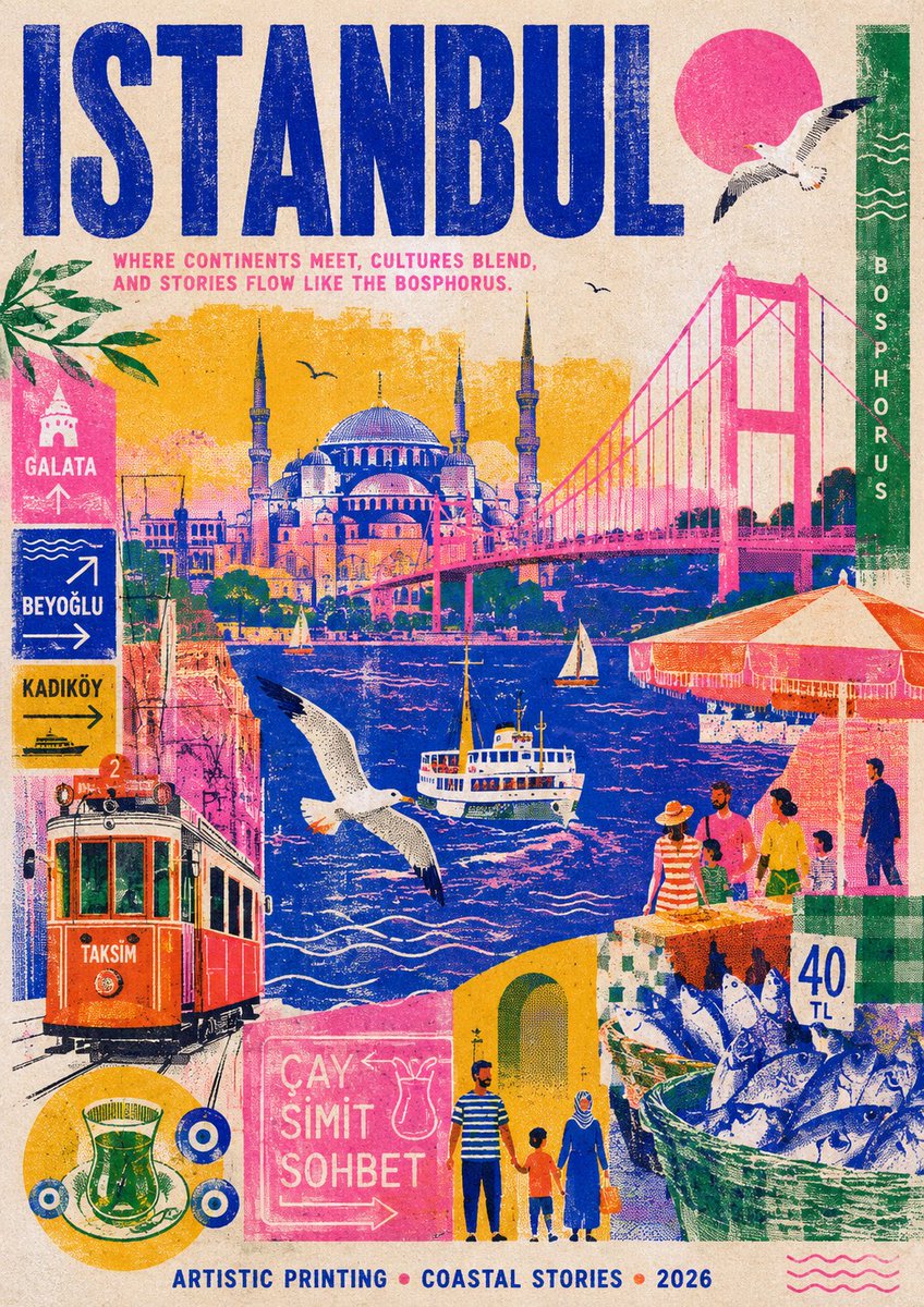Risography Style Dubai Travel Poster example 2