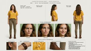 Professional Character Design Sheet AI image template preview