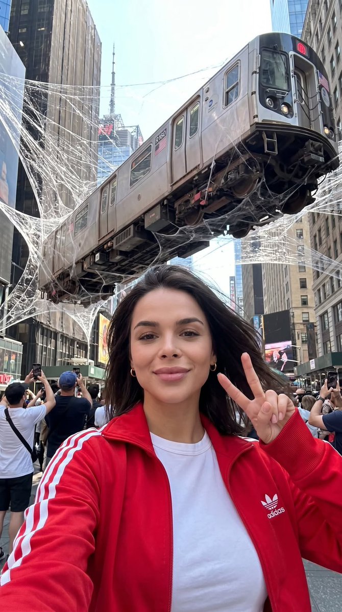 Surreal Times Square Selfie example 2