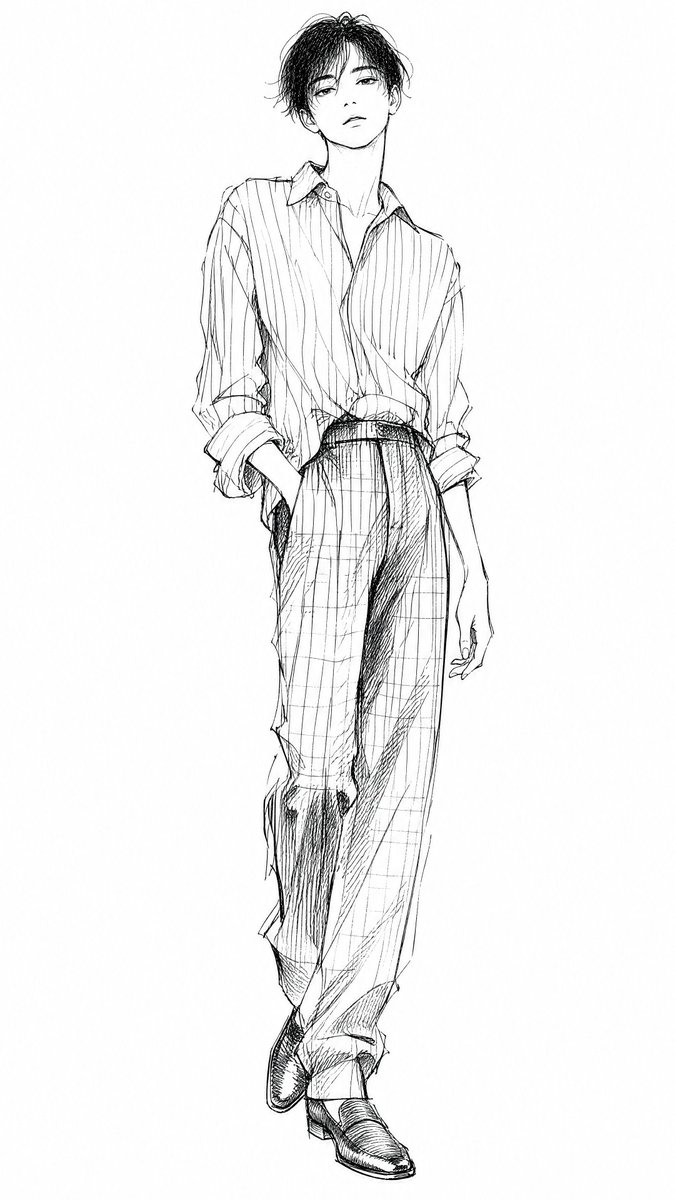 Manga Fashion Line Art Girl example 2