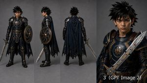 Fantasy Knight Character Turnaround Sheet AI image template preview