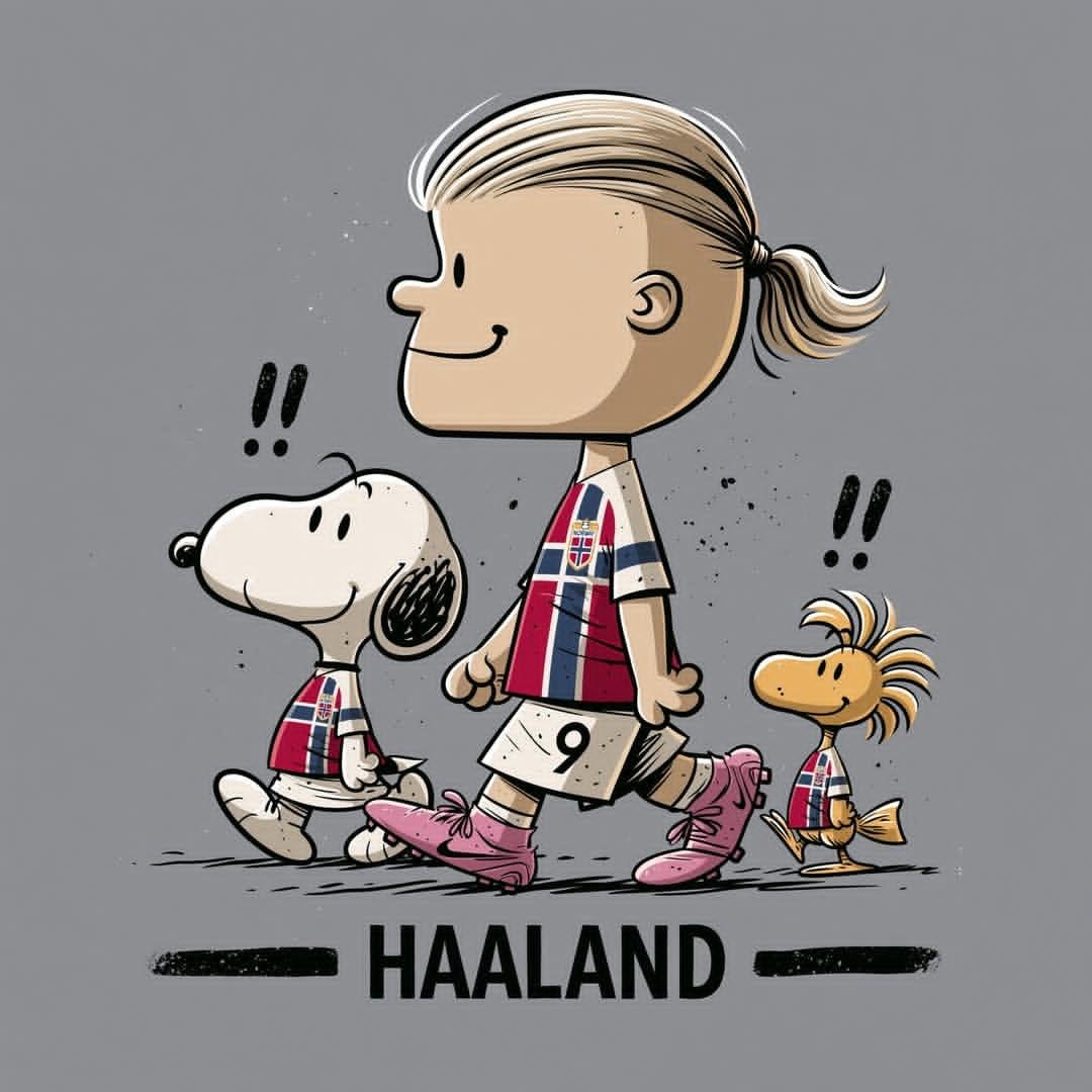 Peanuts Style Football Haaland Poster example 3