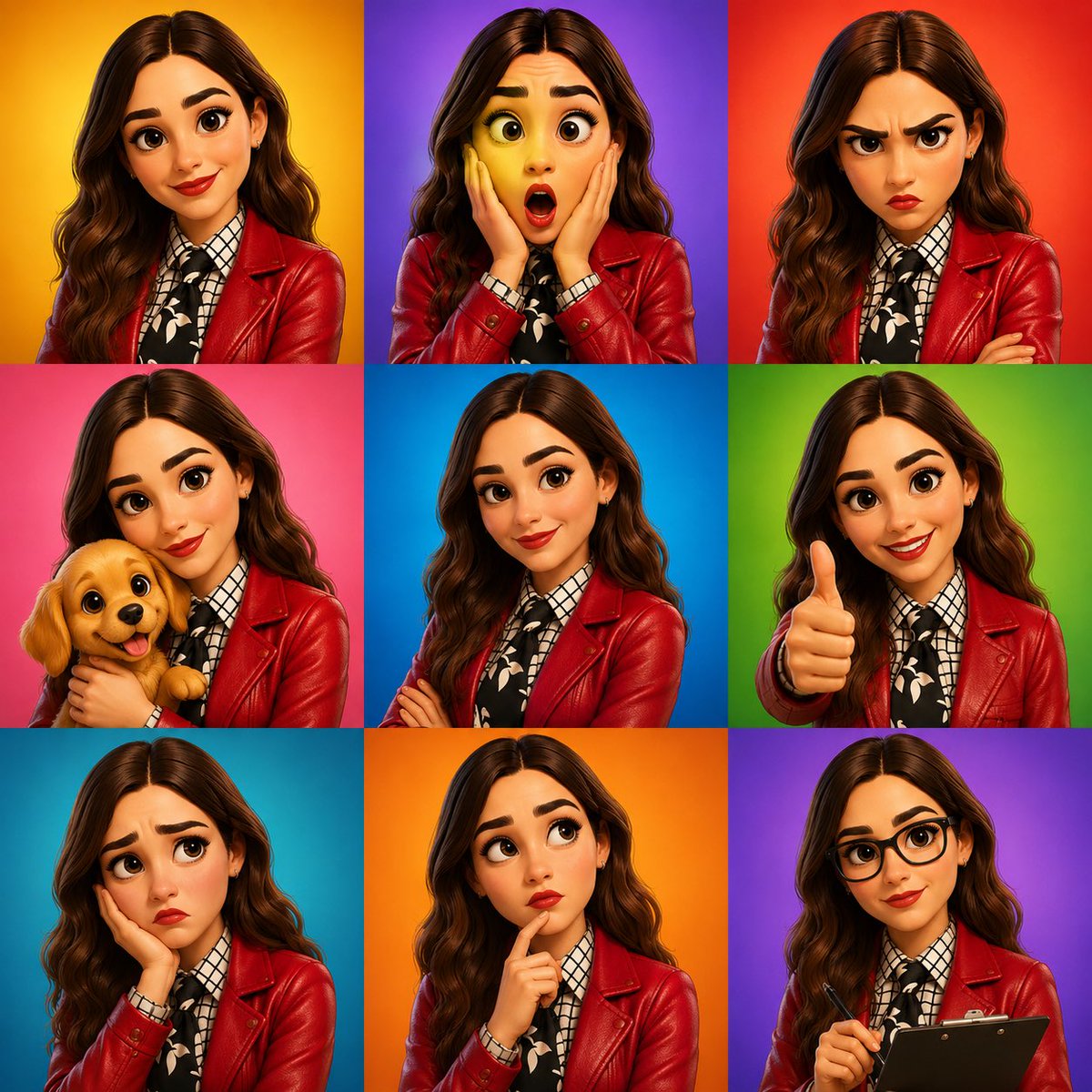 3D Cartoon Character Emotion Grid example 2