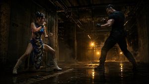Warehouse Martial Arts Showdown AI image template preview