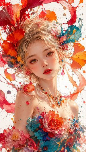 Impasto Oil Portrait of an East Asian Girl AI image template preview