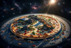 Cosmic Pizza Planet in Deep Space AI image template preview