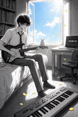 Anime Bedroom Guitar Album Cover AI image template preview